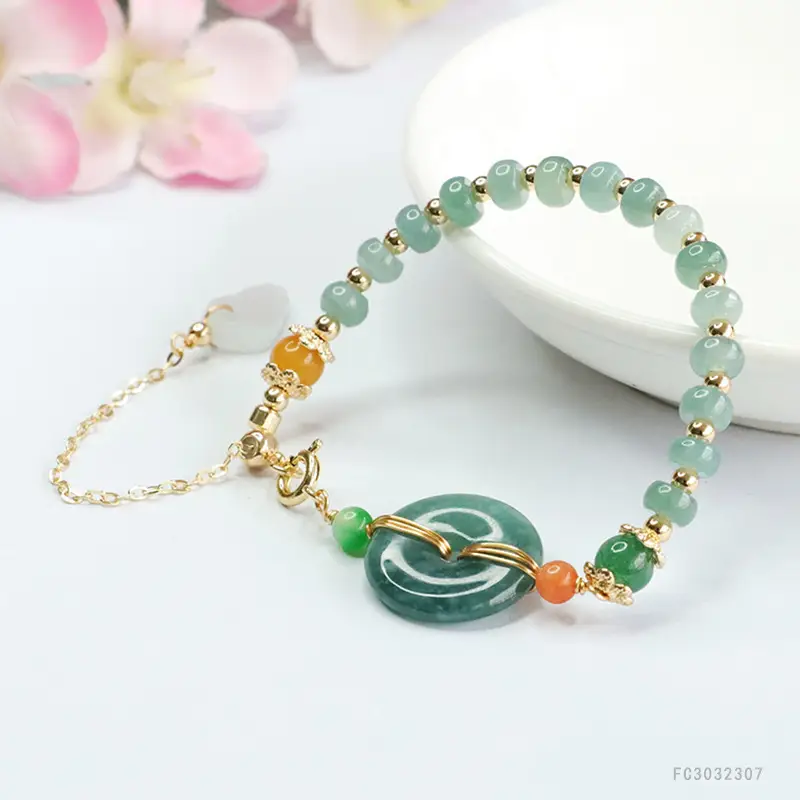 Guan Yu Jadeite Blue Bracelet with Safety Buckle - Image 4