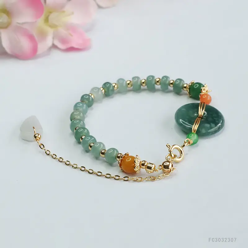 Guan Yu Jadeite Blue Bracelet with Safety Buckle - Image 5