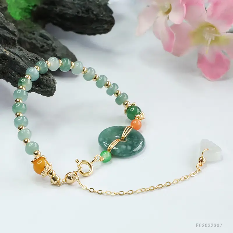 Guan Yu Jadeite Blue Bracelet with Safety Buckle — feature 11