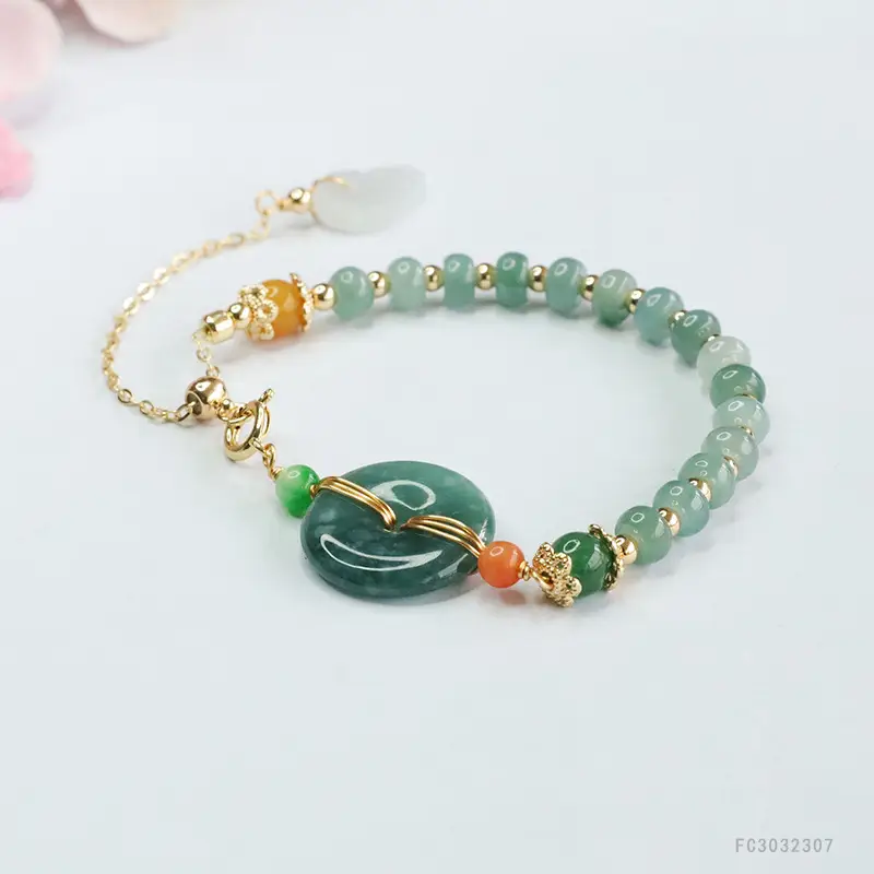Guan Yu Jadeite Blue Bracelet with Safety Buckle — feature 4