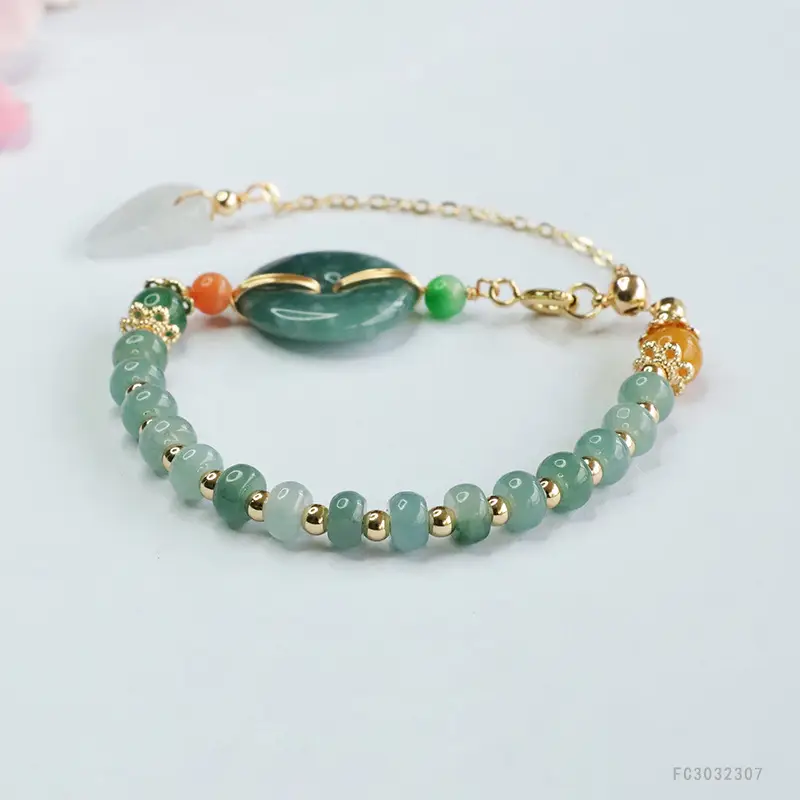 Guan Yu Jadeite Blue Bracelet with Safety Buckle — feature 6