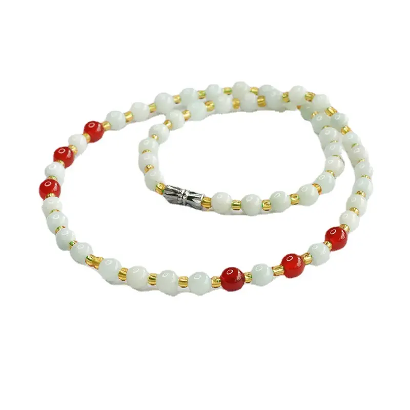 Guan Yu Natural Jade Necklace Red Agate Pendant Chain