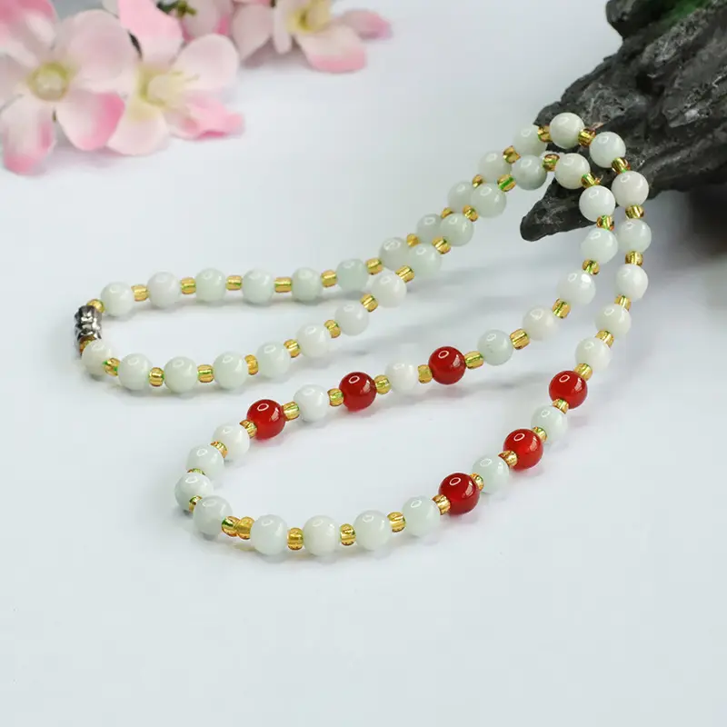 Guan Yu Natural Jade Necklace Red Agate Pendant Chain — feature 10