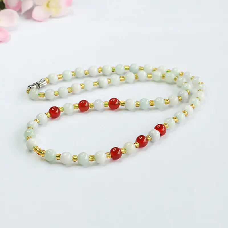Guan Yu Natural Jade Necklace Red Agate Pendant Chain — feature 6