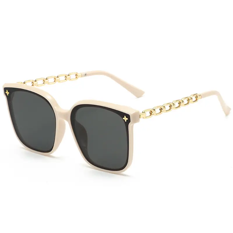 Women's Anti-UV Metal Sunglasses Cream White