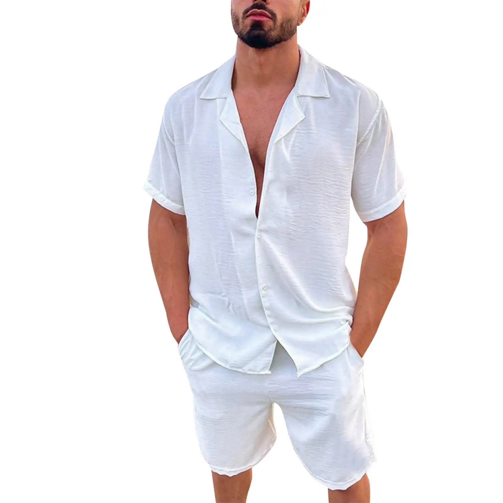 Men's Blue Hawaiian Short Sleeve Shirt & Shorts Set — feature 22