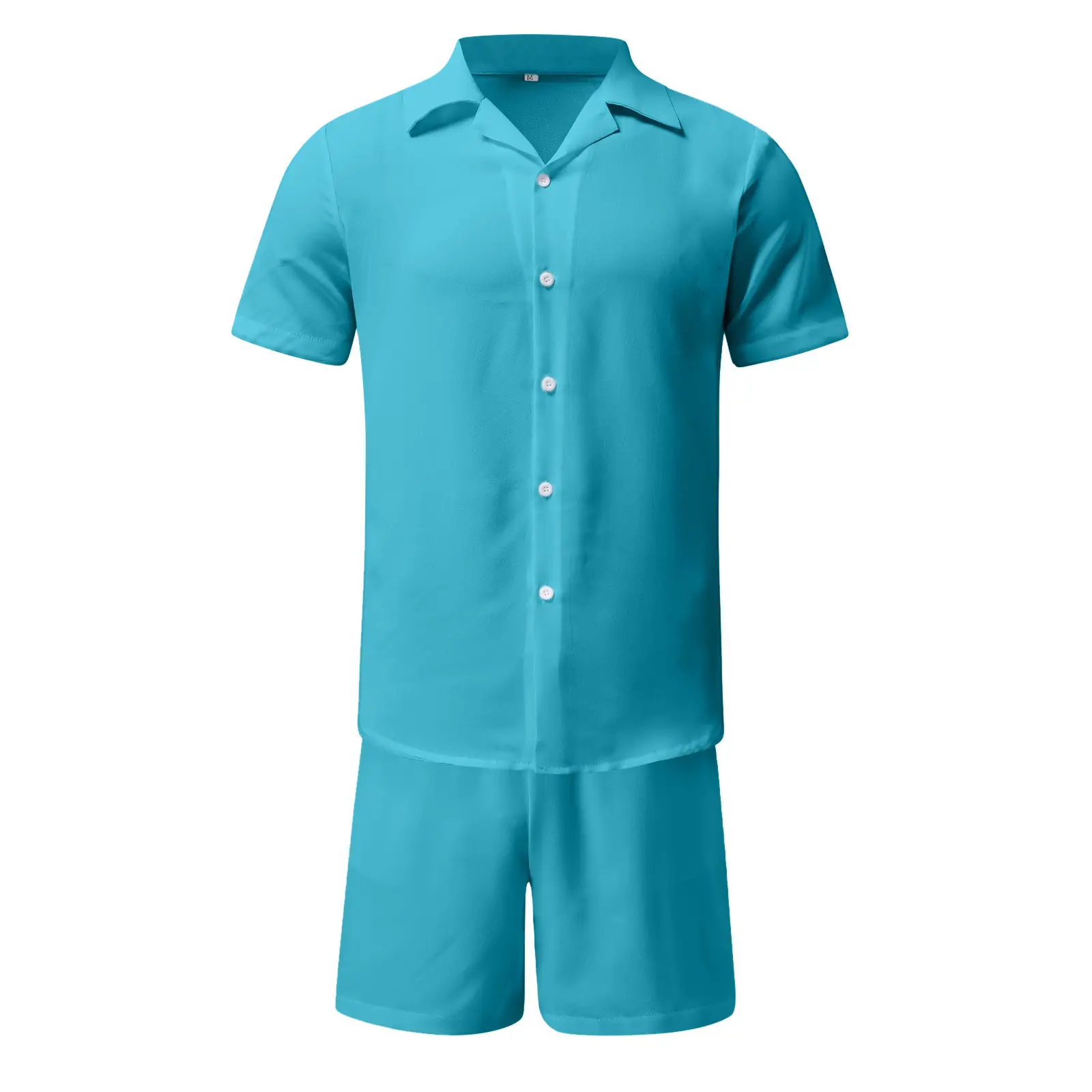Men's Blue Hawaiian Short Sleeve Shirt & Shorts Set — feature 5