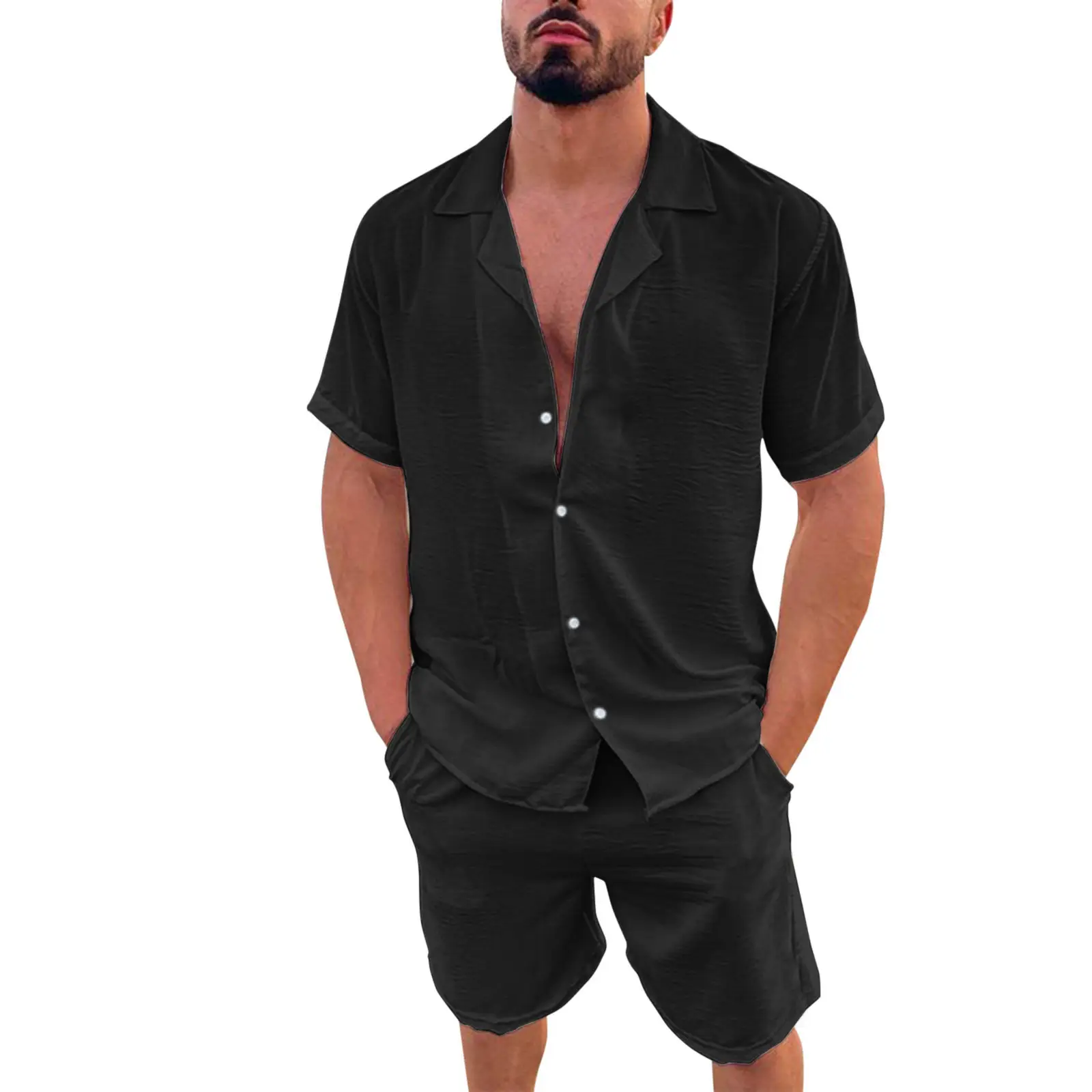 Men's Blue Hawaiian Short Sleeve Shirt & Shorts Set — feature 8