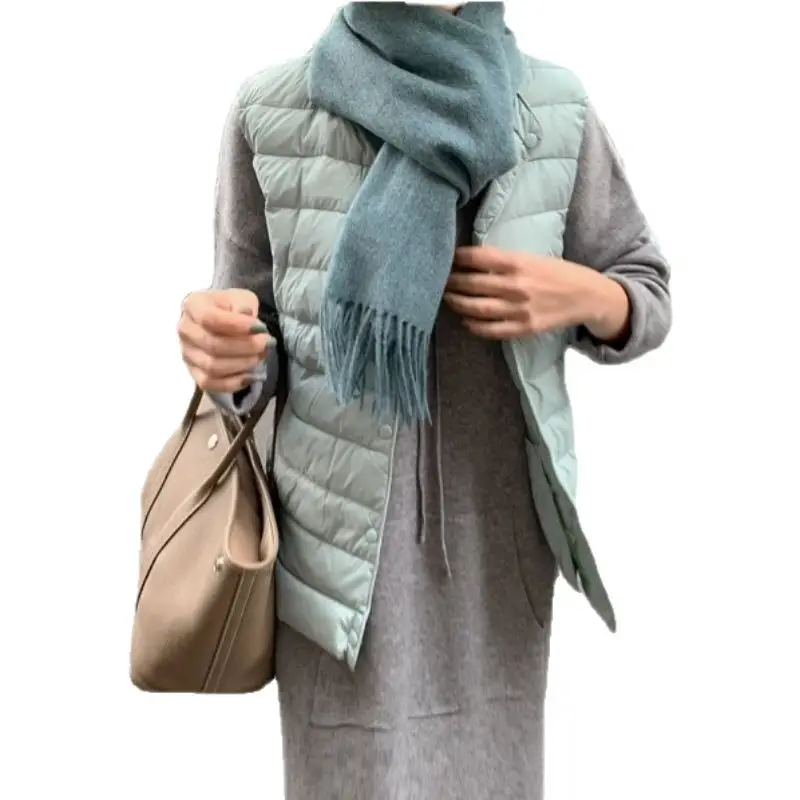 Women's Lightweight White Duck Down Vest Warm Slim Fit - Image 18