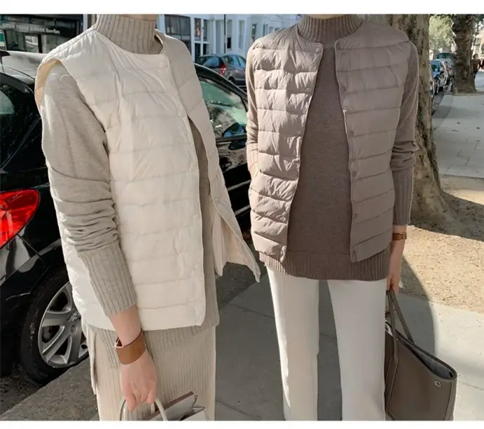 Women's Lightweight White Duck Down Vest Warm Slim Fit — feature 6
