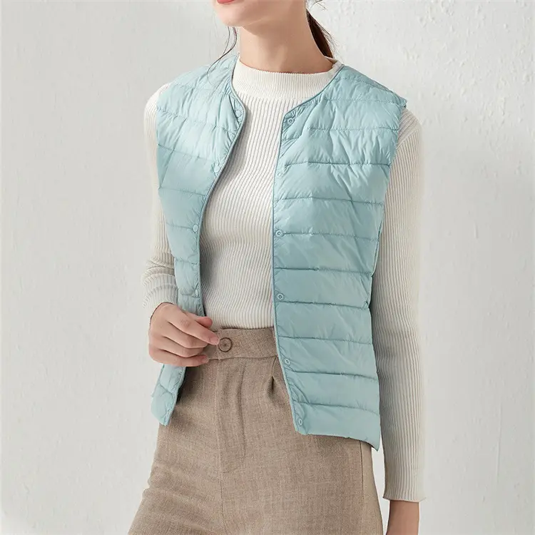 Women's Lightweight White Duck Down Vest Warm Slim Fit - Image 10