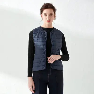Women's Lightweight White Duck Down Vest Warm Slim Fit - Image 11