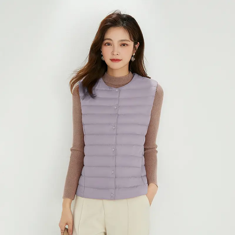 Women's Lightweight White Duck Down Vest Warm Slim Fit - Image 13