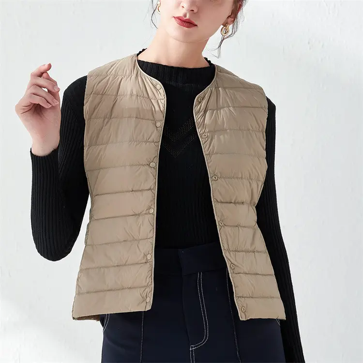 Women's Lightweight White Duck Down Vest Warm Slim Fit - Image 9