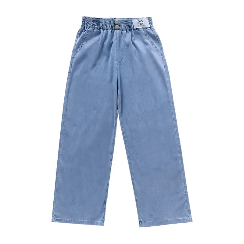 Girls Ice Silk Wide Leg Jeans Summer Casual