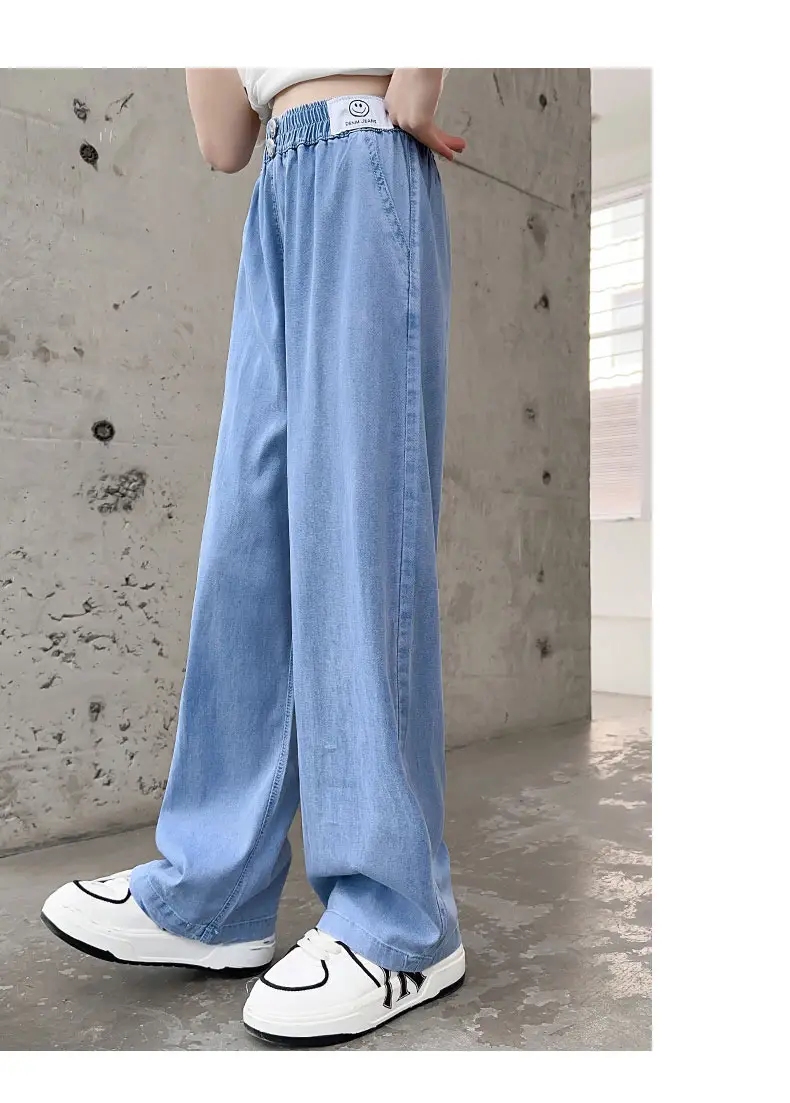 Girls Ice Silk Wide Leg Jeans Summer Casual — feature 19