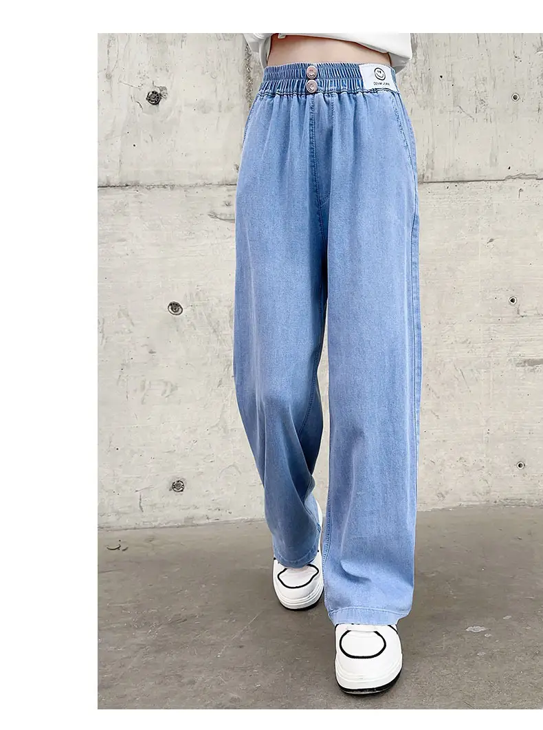 Girls Ice Silk Wide Leg Jeans Summer Casual — feature 20