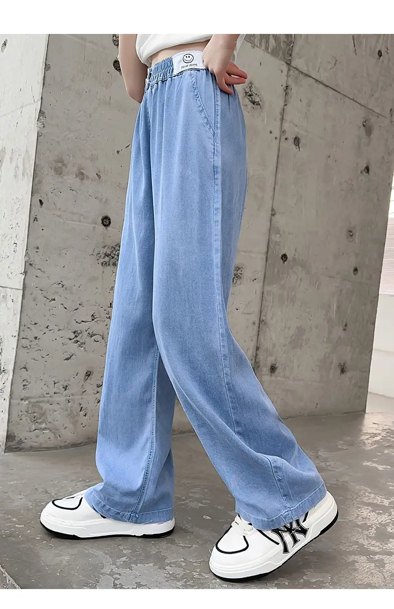 Girls Ice Silk Wide Leg Jeans Summer Casual — feature 22