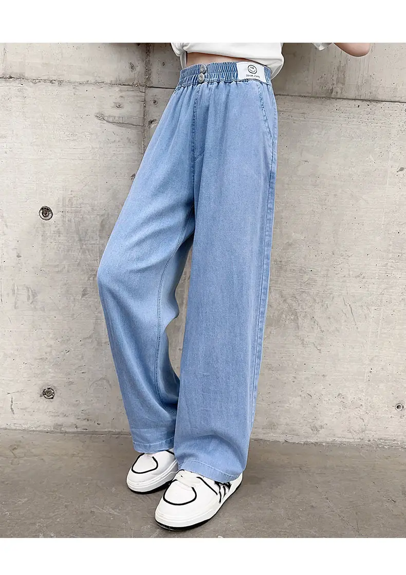 Girls Ice Silk Wide Leg Jeans Summer Casual — feature 24