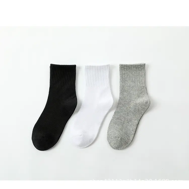 Black Cotton Tube Socks for Boys Girls Large — feature 1