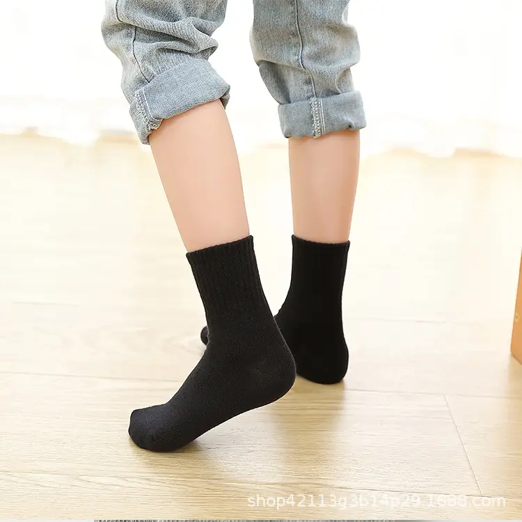 Black Cotton Tube Socks for Boys Girls Large — feature 11