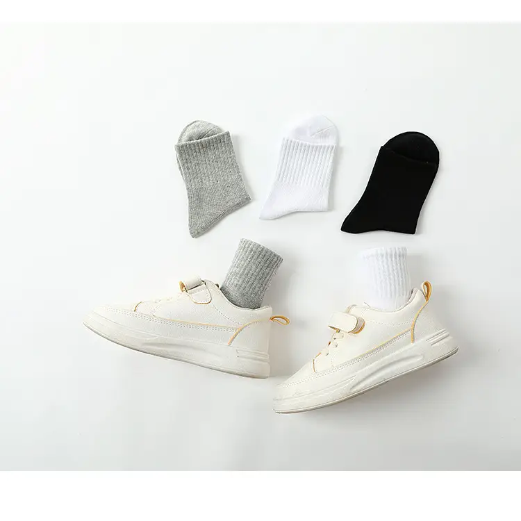 Black Cotton Tube Socks for Boys Girls Large — feature 19