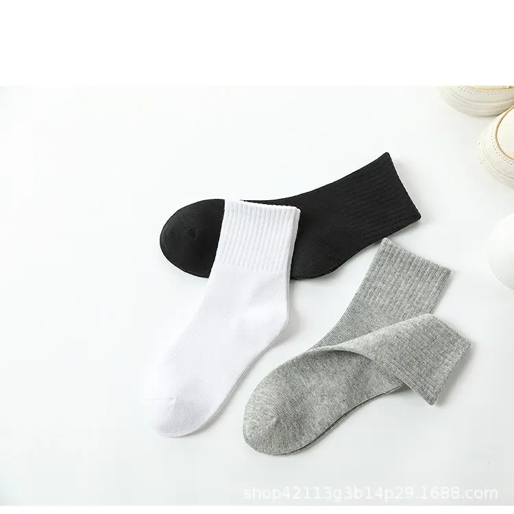 Black Cotton Tube Socks for Boys Girls Large — feature 2