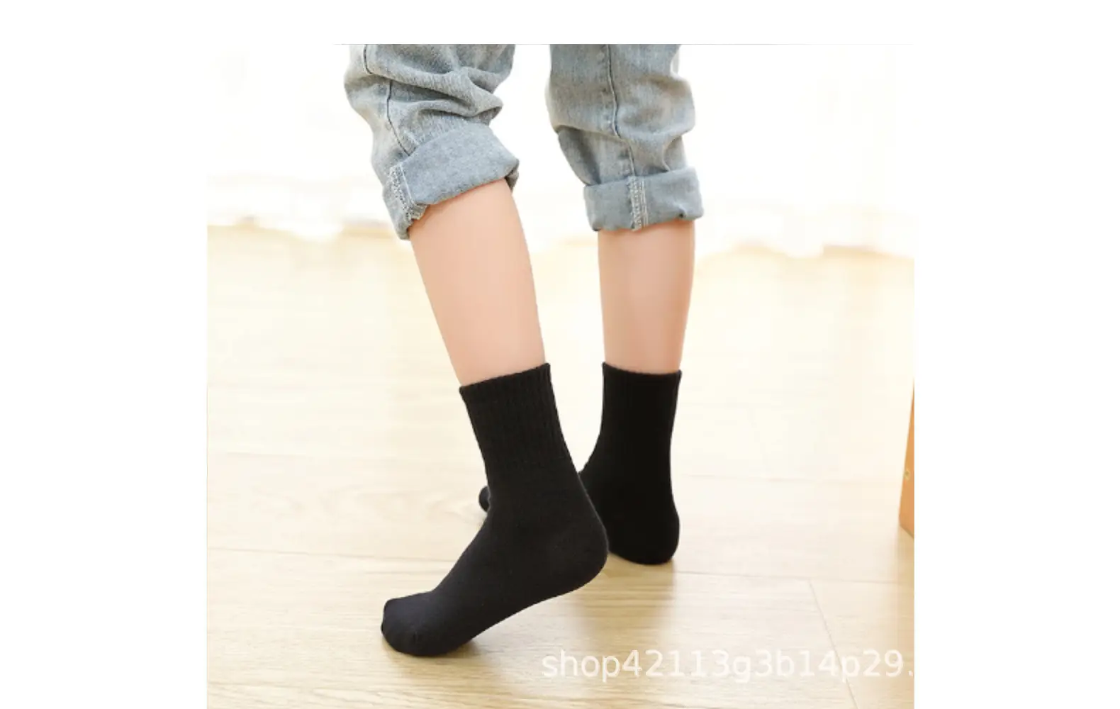 Black Cotton Tube Socks for Boys Girls Large — feature 6