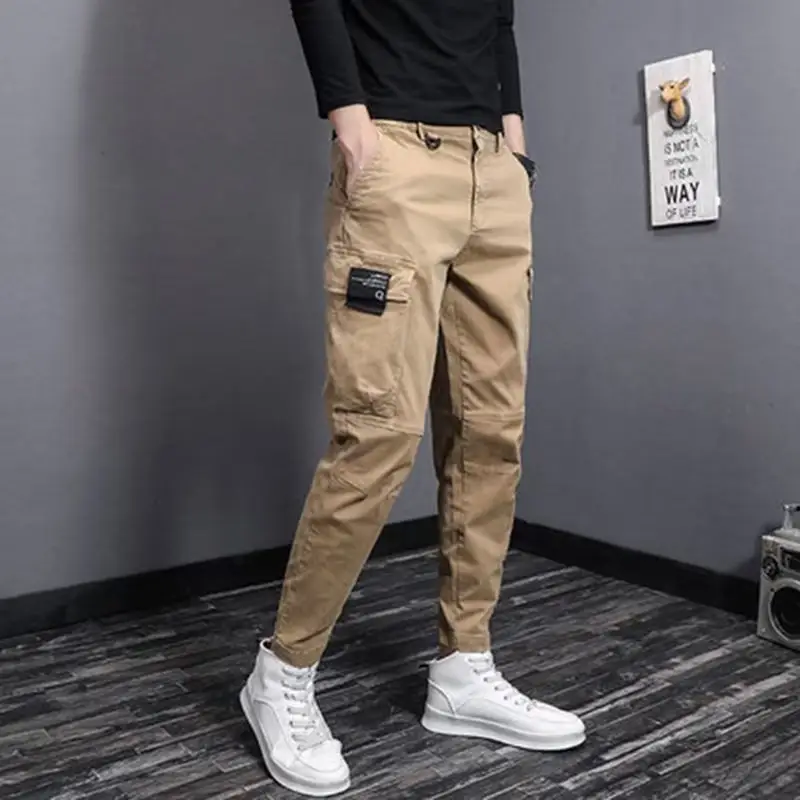 Men Slim Fit Korean Style Pants Black Ankle Tied - Image 3