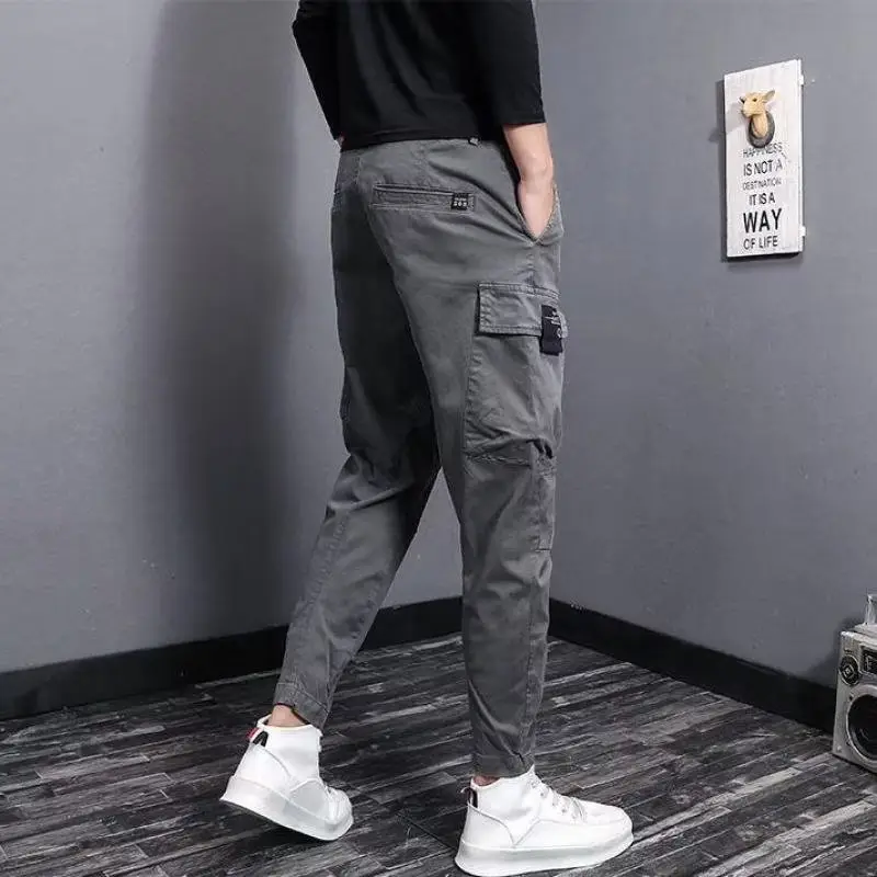 Men Slim Fit Korean Style Pants Black Ankle Tied - Image 4