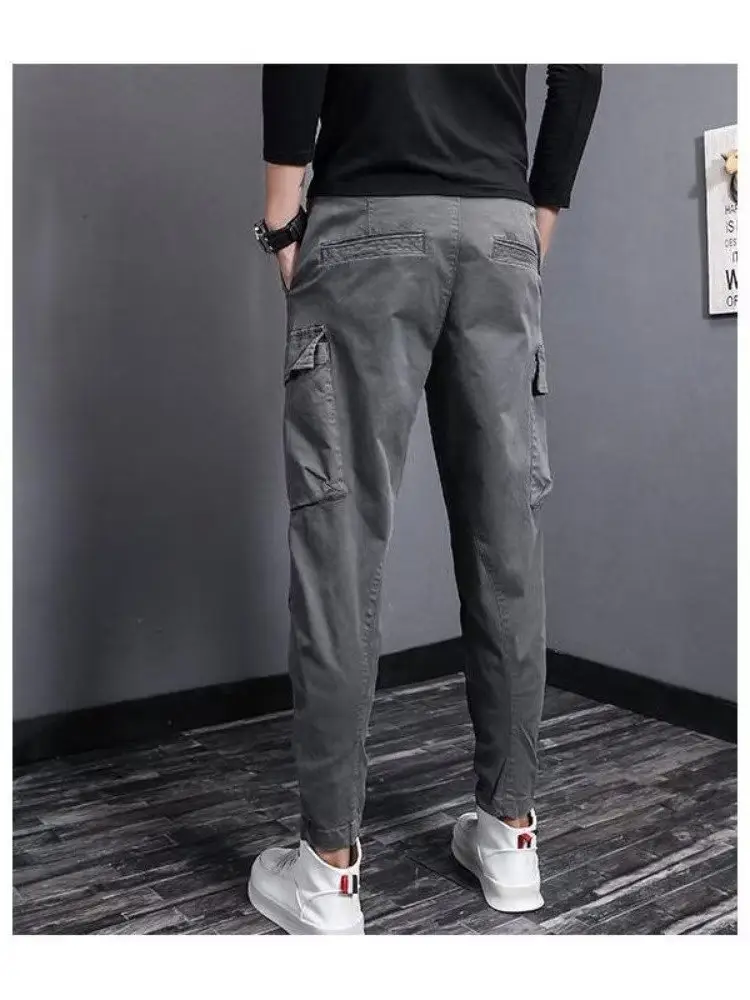 Men Slim Fit Korean Style Pants Black Ankle Tied — feature 10