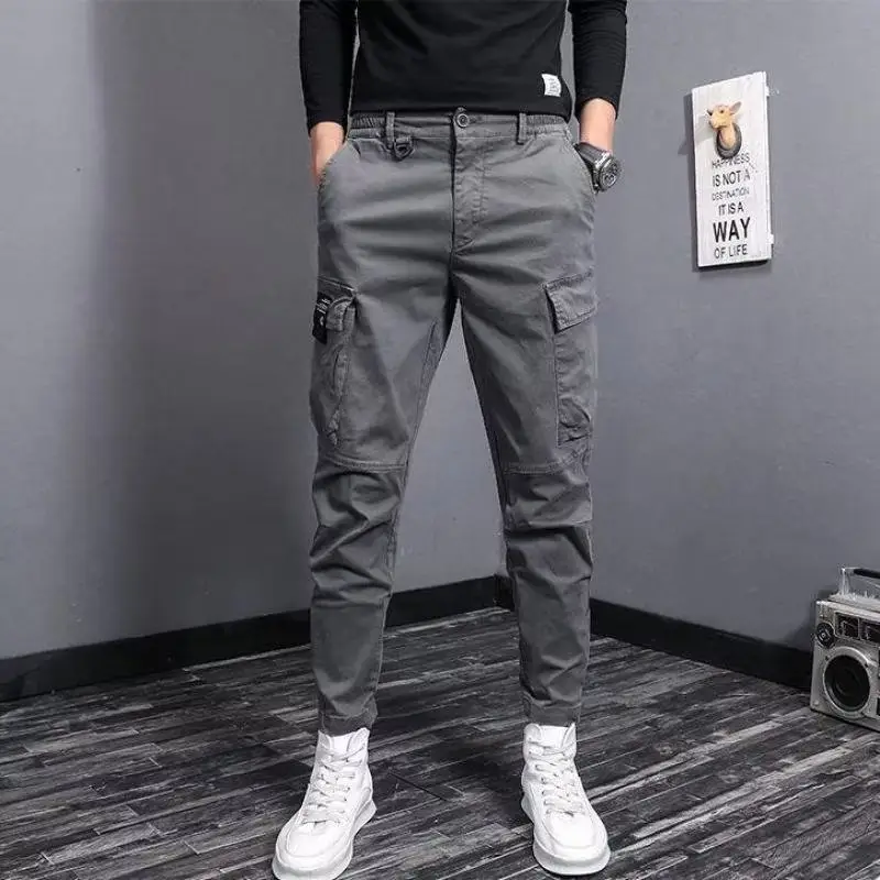 Men Slim Fit Korean Style Pants Black Ankle Tied — feature 11