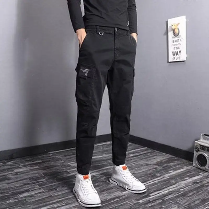 Men Slim Fit Korean Style Pants Black Ankle Tied — feature 13