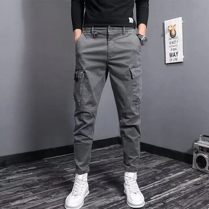 Men Slim Fit Korean Style Pants Black Ankle Tied — feature 3