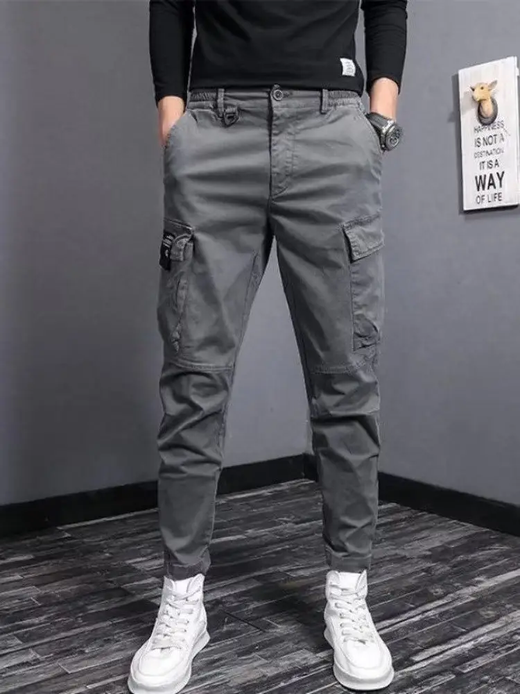 Men Slim Fit Korean Style Pants Black Ankle Tied — feature 6