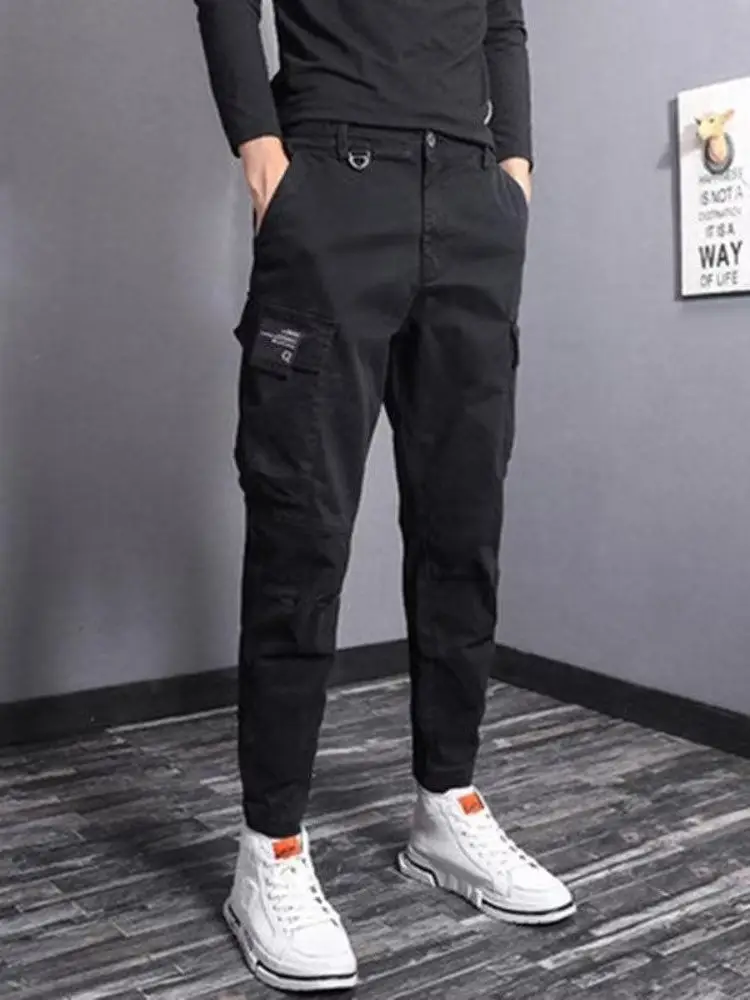 Men Slim Fit Korean Style Pants Black Ankle Tied — feature 8
