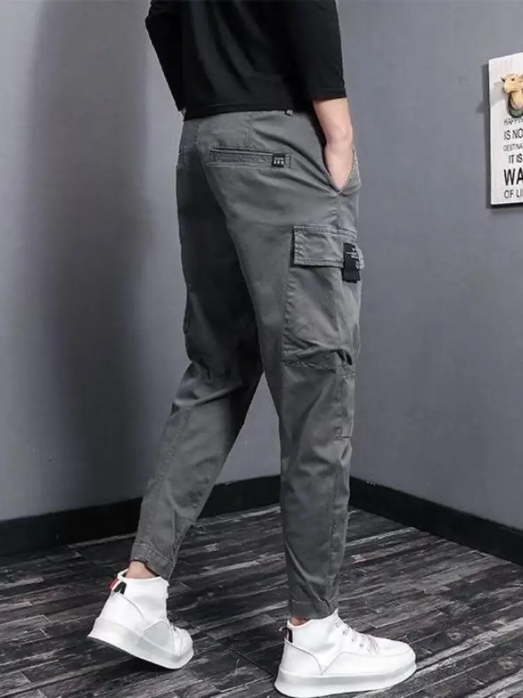 Men Slim Fit Korean Style Pants Black Ankle Tied — feature 9