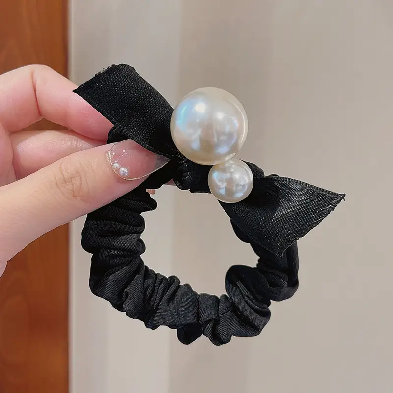 Black Pearl Hair Scrunchie for Women Summer 2023 - Image 3