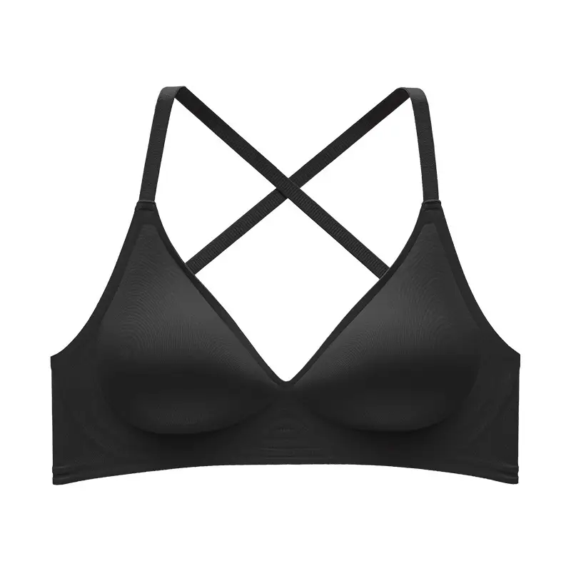 Expanded Seamless Intimates for Women with Small Breasts, Push-Up, Large U-Shaped Cross-Over Back-Beautiful Summer Thin Invisible Backless Bra
