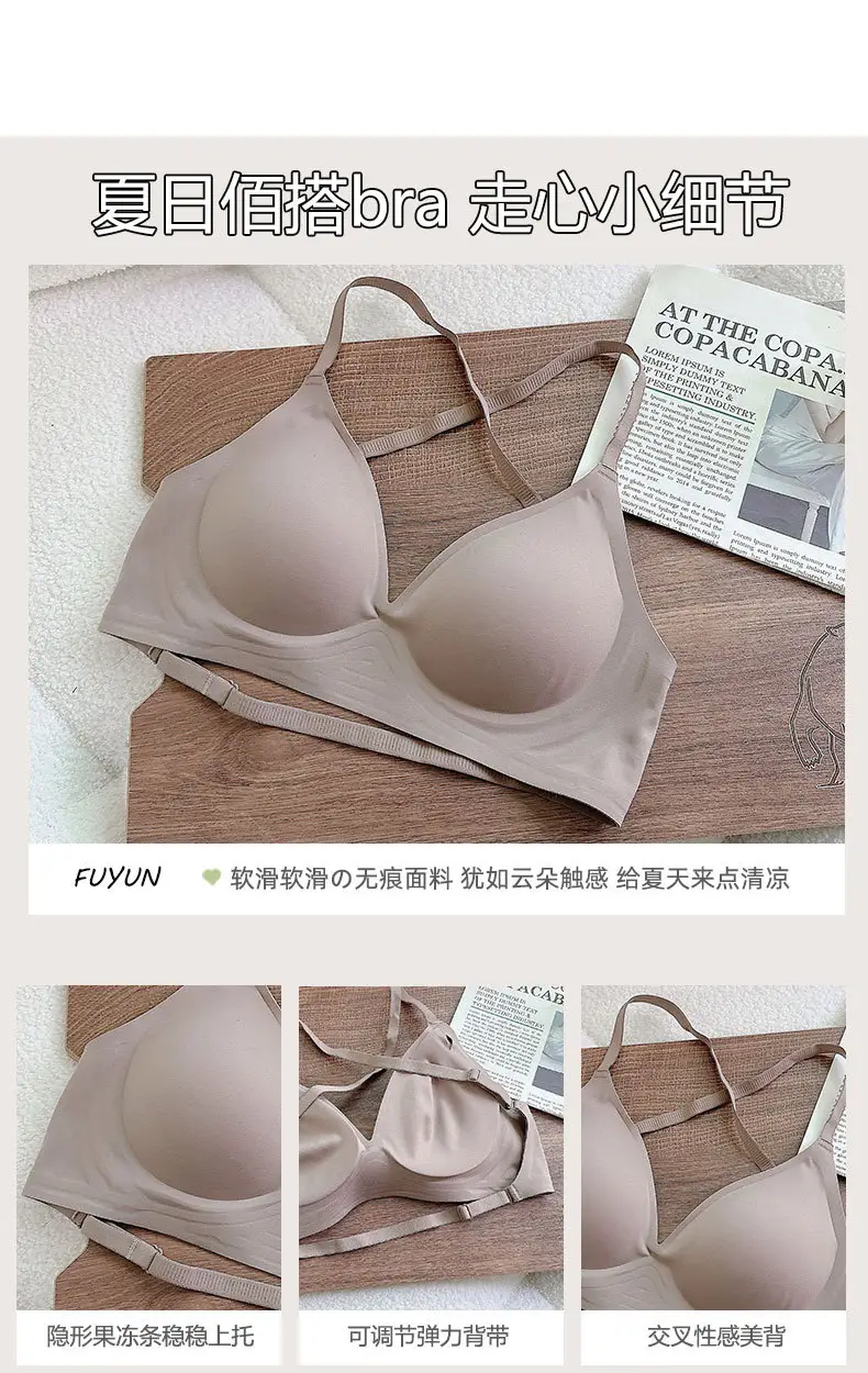 Expanded Seamless Intimates for Women with Small Breasts, Push-Up, Large U-Shaped Cross-Over Back-Beautiful Summer Thin Invisible Backless Bra — feature 15