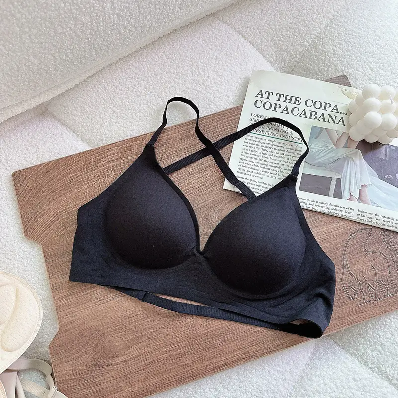 Expanded Seamless Intimates for Women with Small Breasts, Push-Up, Large U-Shaped Cross-Over Back-Beautiful Summer Thin Invisible Backless Bra