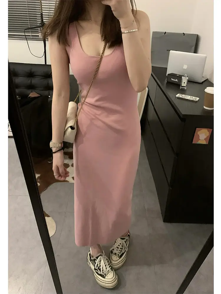 Pink Sleeveless Vest Dress with Long Skirt 2025 — feature 2