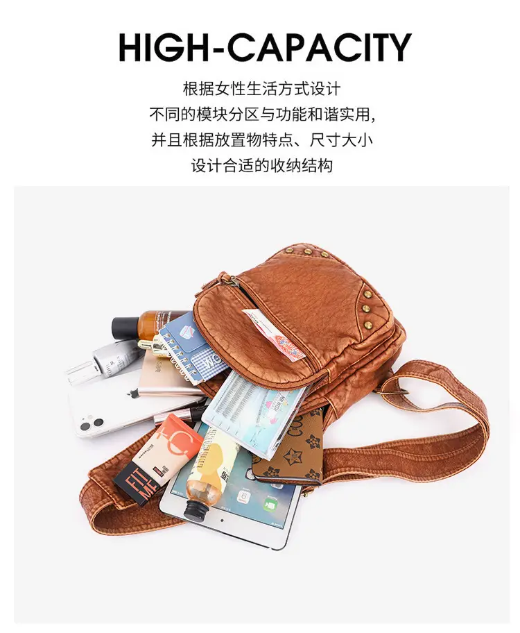 Blue Quilted Women's Chest Bag 2023 New Korean Style — feature 10
