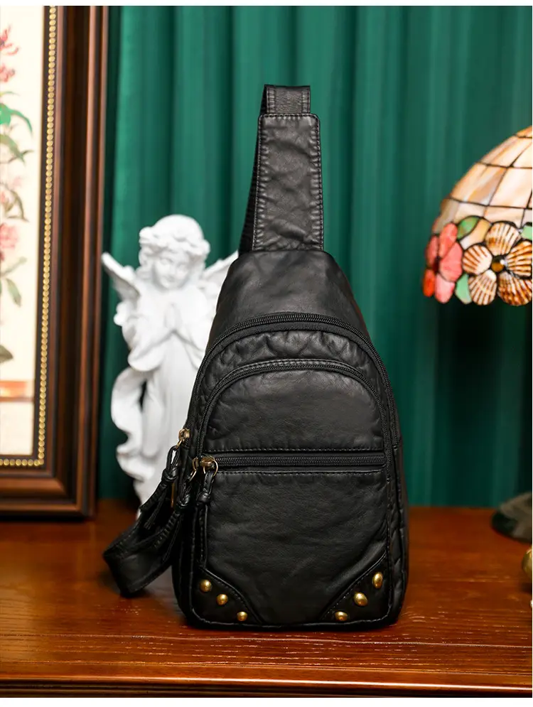 Blue Quilted Women's Chest Bag 2023 New Korean Style — feature 13