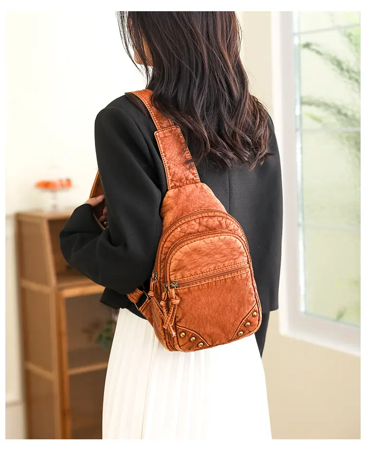 Blue Quilted Women's Chest Bag 2023 New Korean Style — feature 17