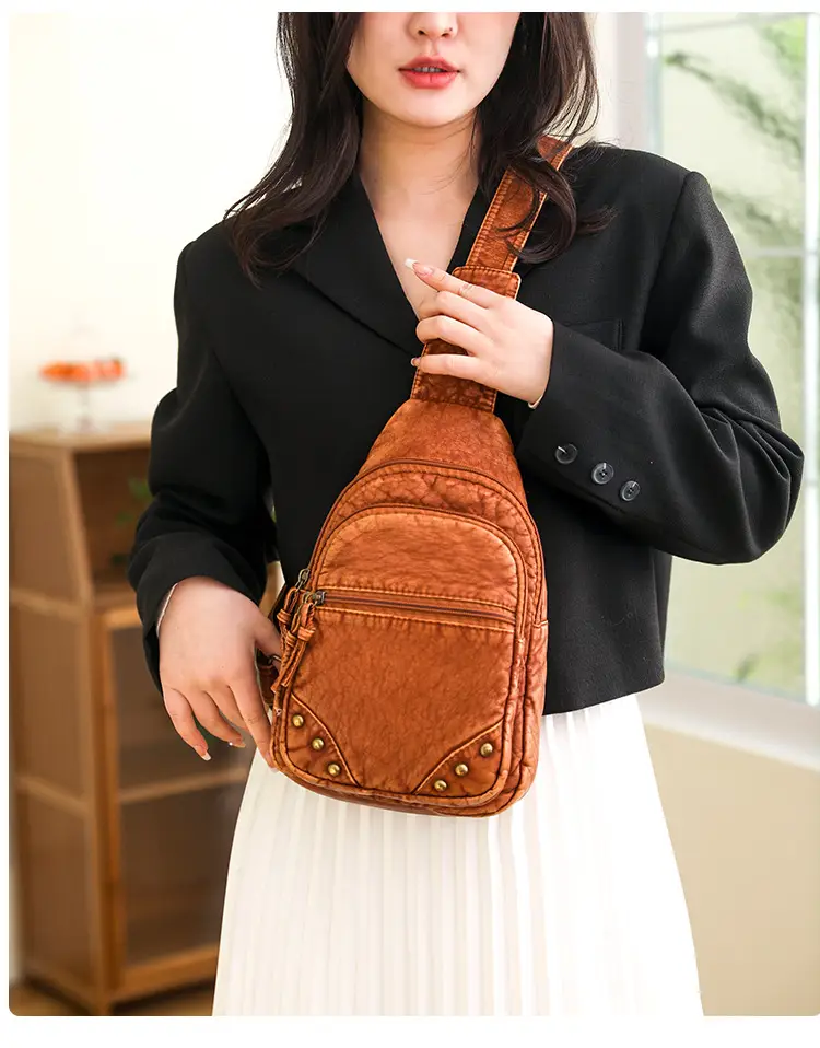 Blue Quilted Women's Chest Bag 2023 New Korean Style — feature 18