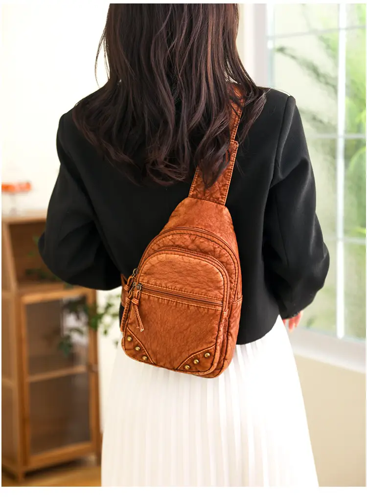 Blue Quilted Women's Chest Bag 2023 New Korean Style — feature 19