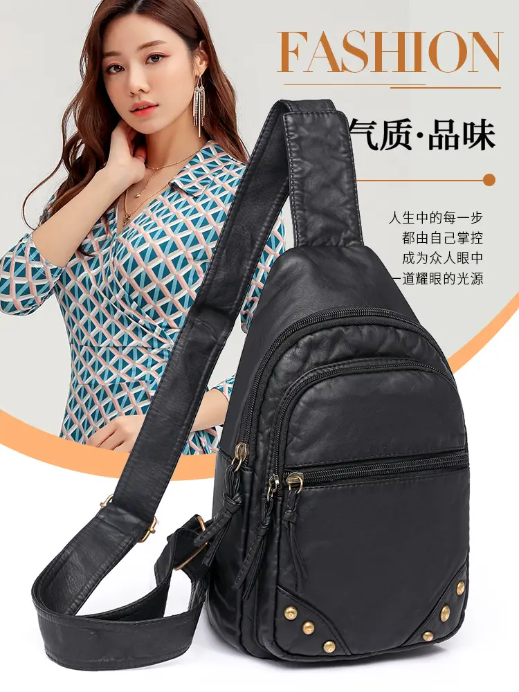 Blue Quilted Women's Chest Bag 2023 New Korean Style — feature 2