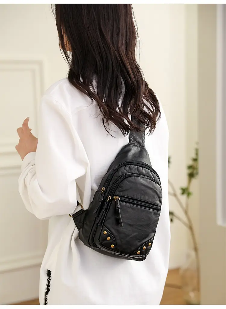Blue Quilted Women's Chest Bag 2023 New Korean Style — feature 20