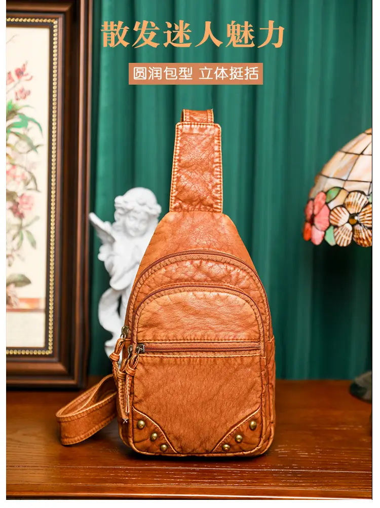 Blue Quilted Women's Chest Bag 2023 New Korean Style — feature 3